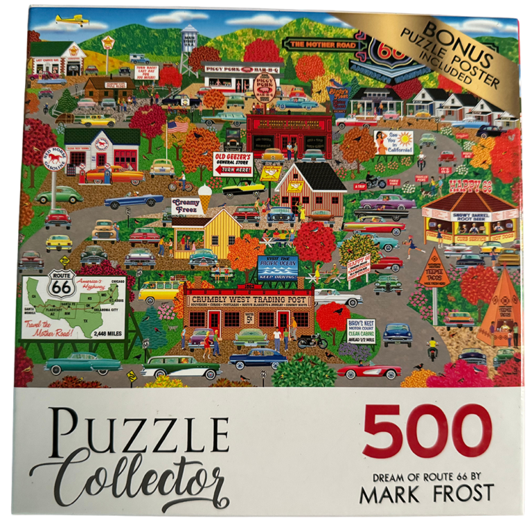 A puzzle is shown with the cover of the book.