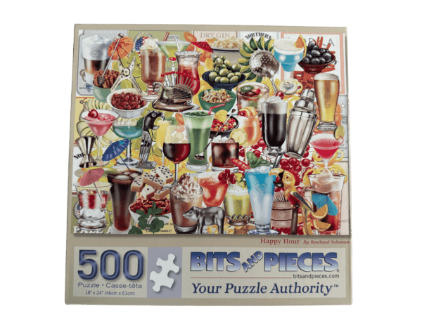 A puzzle of many different drinks and beverages.