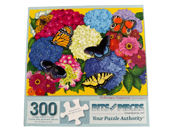 A colorful puzzle with many different flowers and butterflies.