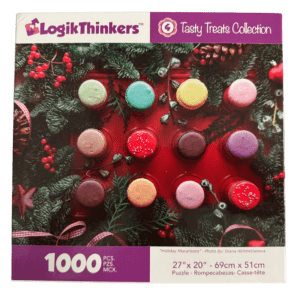 A box of twelve small cookies in the shape of christmas trees.