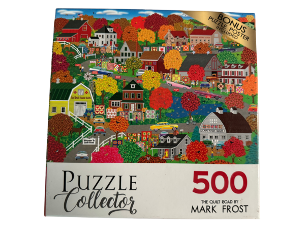 A puzzle is shown with the cover of the book.