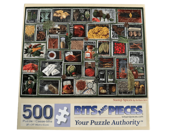 A puzzle of many different pictures on it.