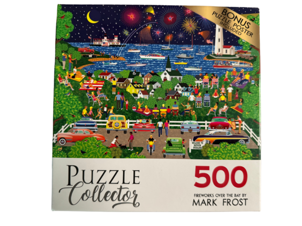 A puzzle is shown with the cover of the book.