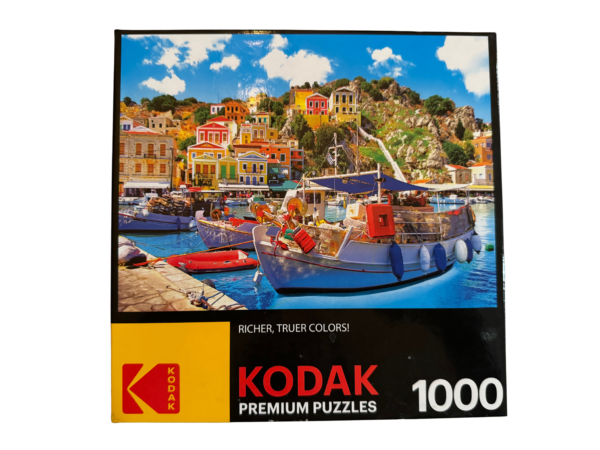 A kodak puzzle of boats in the water.