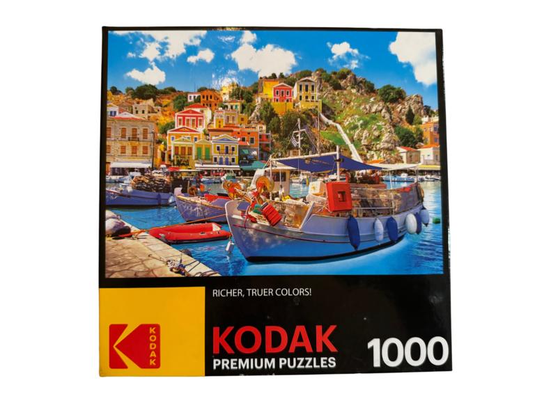 A kodak puzzle of boats in the water.