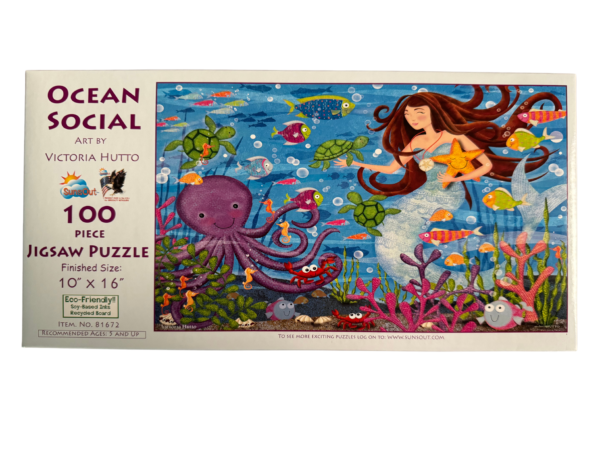 A puzzle of an ocean scene with a mermaid and octopus.