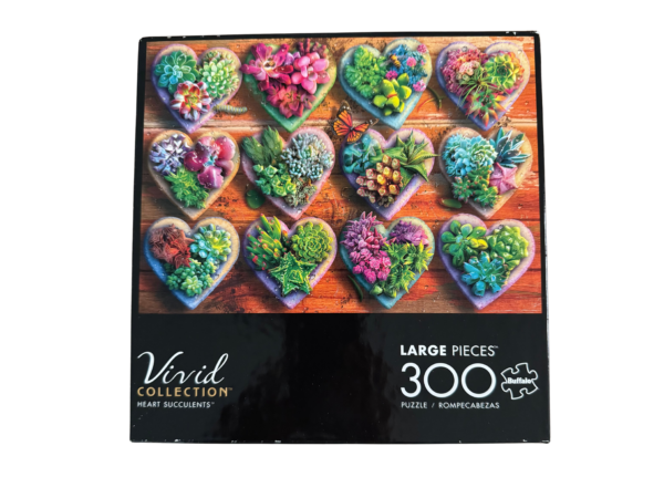 300-piece heart succulent jigsaw puzzle.