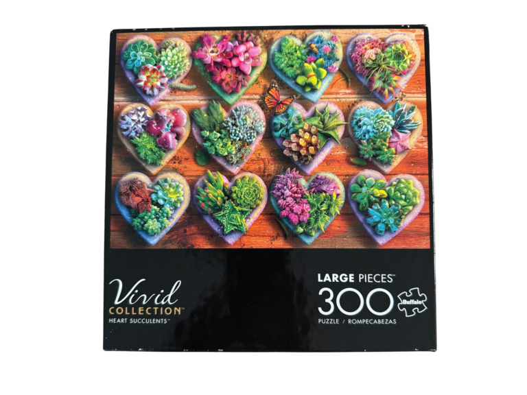 300-piece heart succulent jigsaw puzzle.