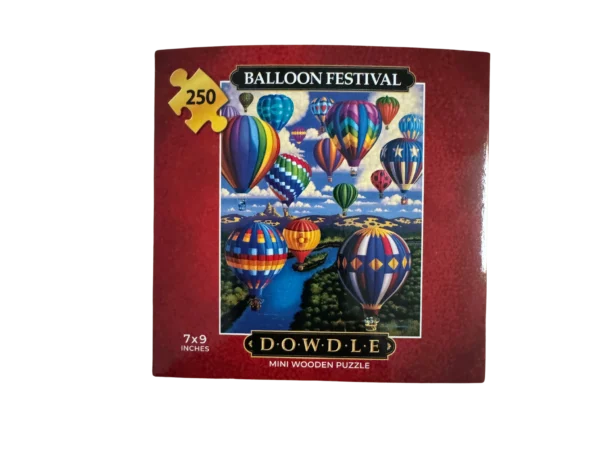 250 piece wooden puzzle of hot air balloons.